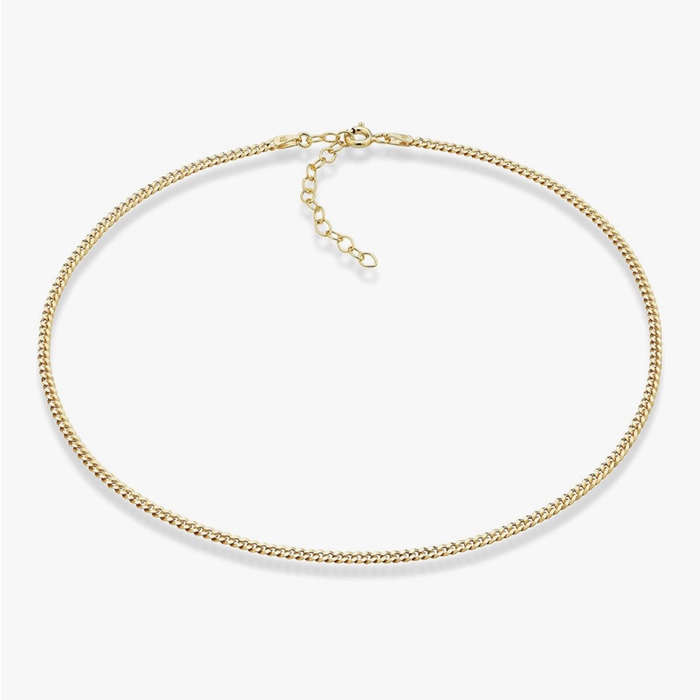 Italian 18K Gold- 925 Sterling Silver Cuban Link Chain Choker Necklace